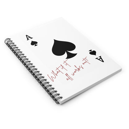 Cute Notebook - Ruled Line, Back to School Supplies, Ace of Hearts Design, What If It All Works Out, Journal, Planner, Stationery, Unique