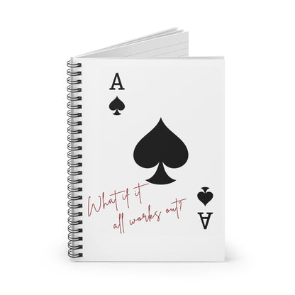 Cute Notebook - Ruled Line, Back to School Supplies, Ace of Hearts Design, What If It All Works Out, Journal, Planner, Stationery, Unique