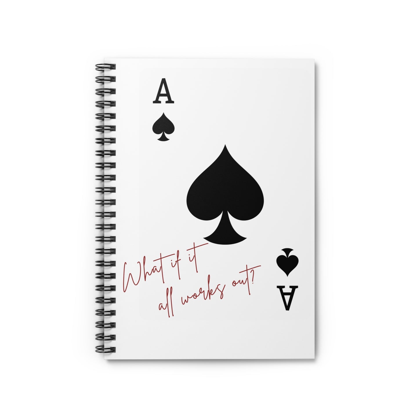 Cute Notebook - Ruled Line, Back to School Supplies, Ace of Hearts Design, What If It All Works Out, Journal, Planner, Stationery, Unique